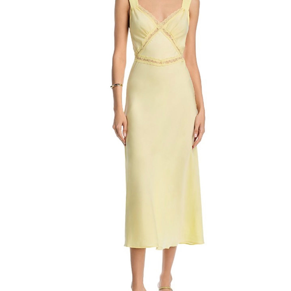 Bardot Yellow Sheath Midi Dress with Sweetheart Neckline